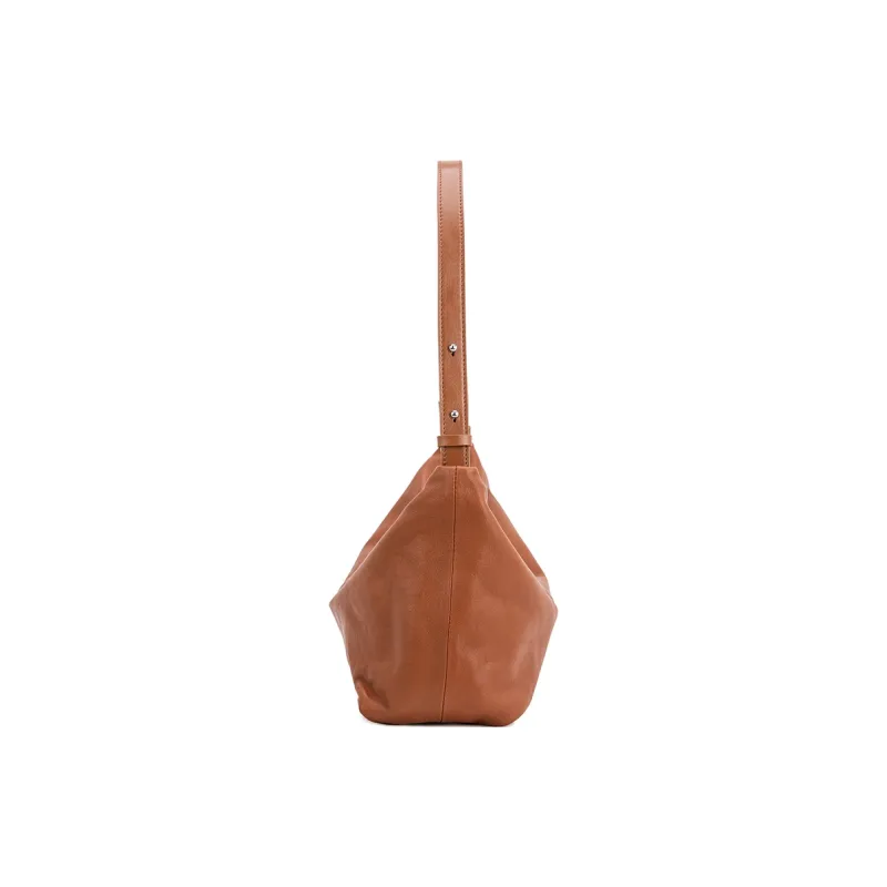 VENOF Sheepskin Dumpling Bag Shoulder Bag Small Size Women's Light Tea Brown/Deep Black/Advanced Red-2