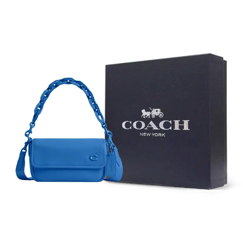 COACH Charter Glove Tanned Leather Handbag, Shoulder Bag, Crossbody Bag Small Size Men's Blueberry Blue-5