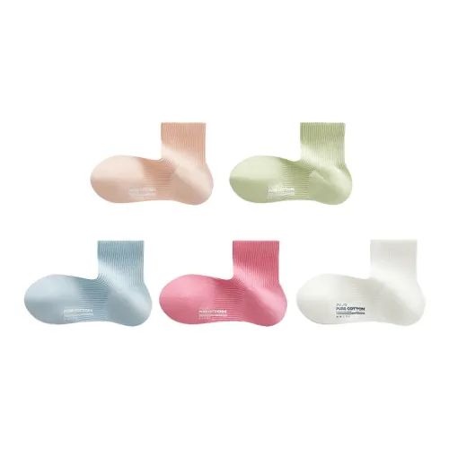 MADALLO Spring And Summer Mid Calf Socks Women's 5 Pack Mixed Color