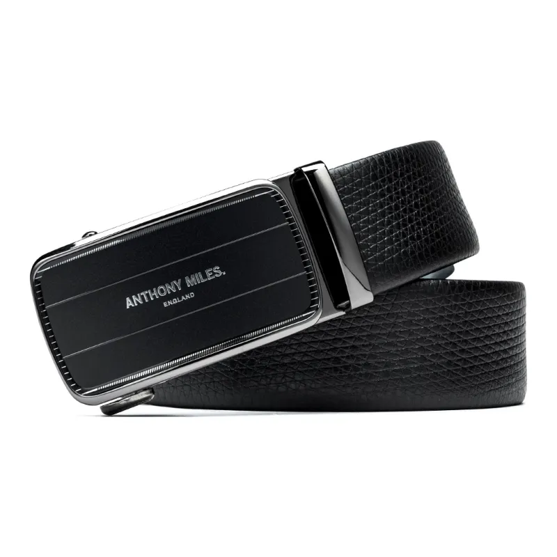 Anthony Miles Top Grain Cow Leather Leather Belts Men's Black 3.5cm-1