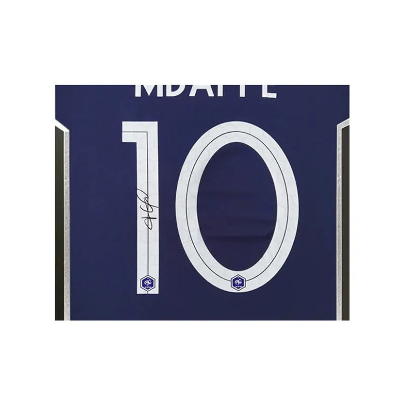 Three For Mbappé 2018 World Cup France Championship Winning Signed Soccer Apparel Jersey Included SA Certificate Framed-1