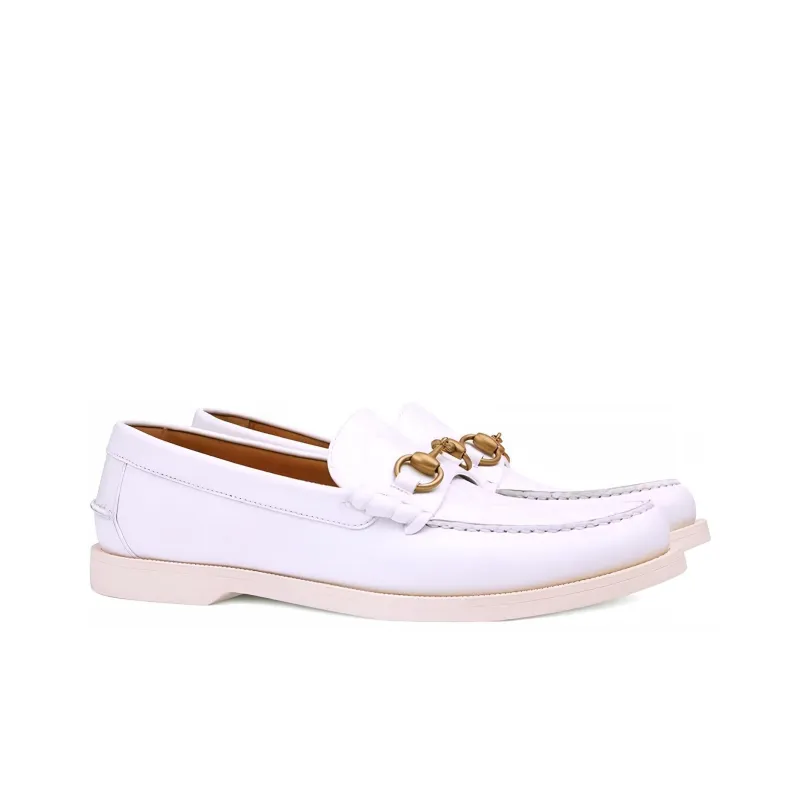GUCCI Horsebit Men's Casual Shoes Men's White-2