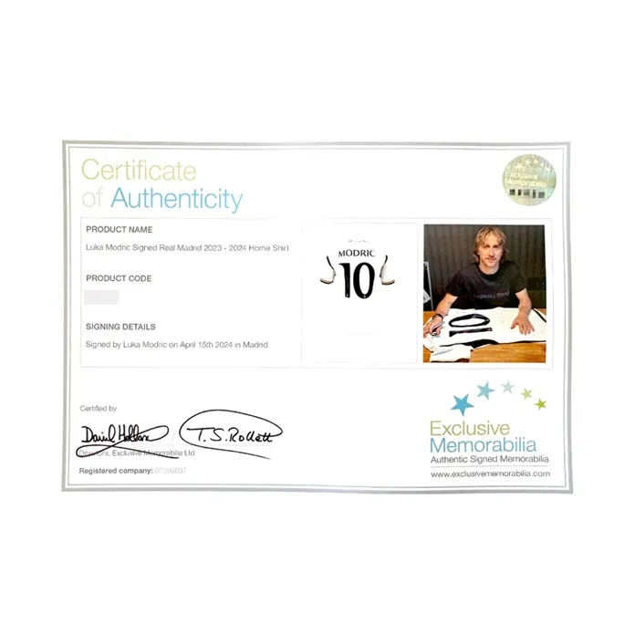 Three For Luka Modrić Signed In Person Real Madrid 2023 24 Season Jersey EM Certificate Framed And Mounted-6