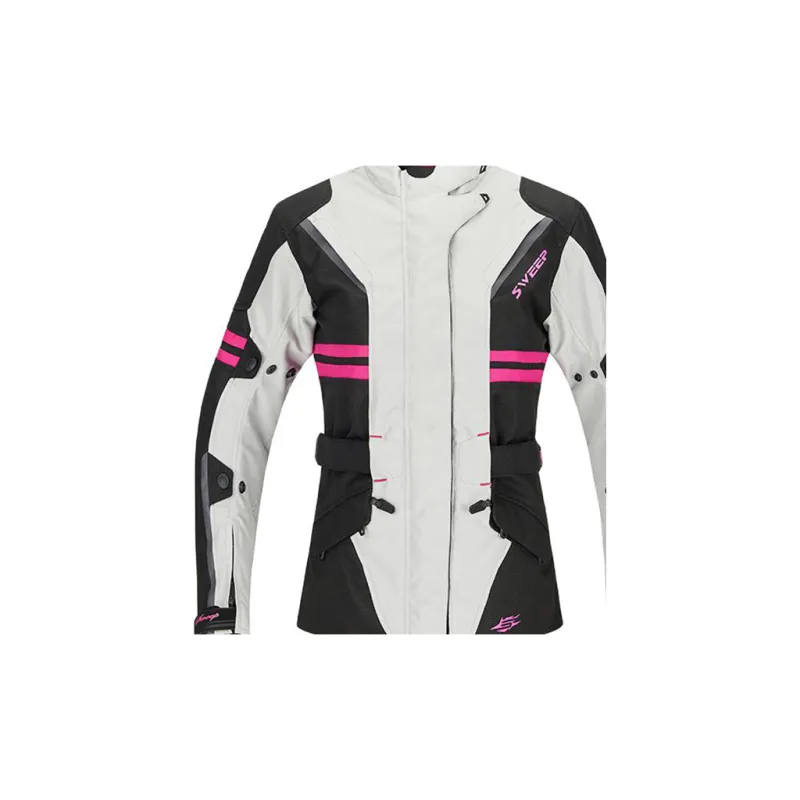 SWEEP Racing Suits / Motorcycle Suits Unisex Janet White Black Pink Top TJJAN-01-2