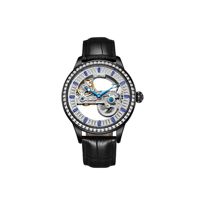 Dulunwe Automatic Mechanical Movement Genuine Leather Strap Watch Men's Watches White Dial-2