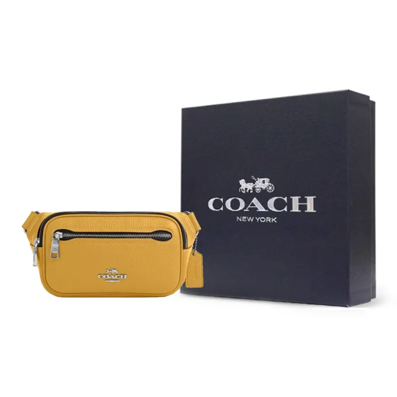 COACH Elias Pebbled Leather Fanny Pack Mini Men's Yellow-5
