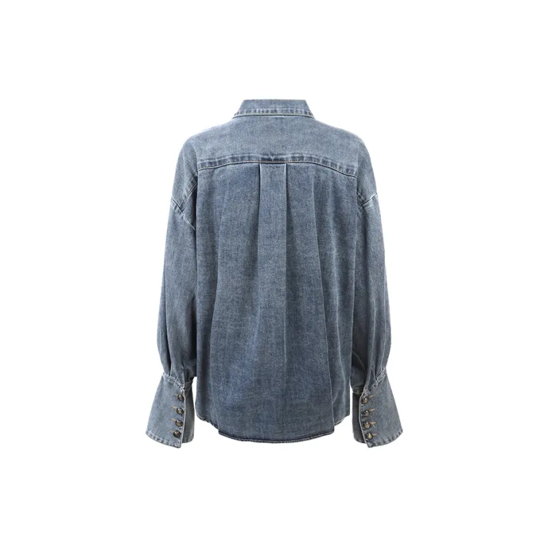 BSEVENI Denim Jacket Women's Denim Blue-3