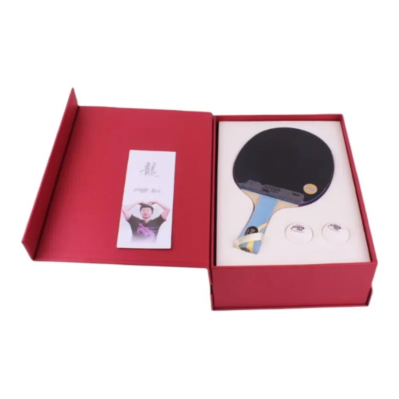 DHS Ping Pong Paddles Unisex All Wood With Carbon Fiber Red/Black-4