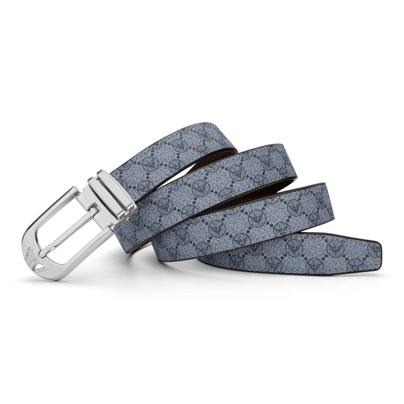 WilliamPOLO Cow Leather Leather Belts Women's Silver Buckle Grey Strap 2.4cm Width-2