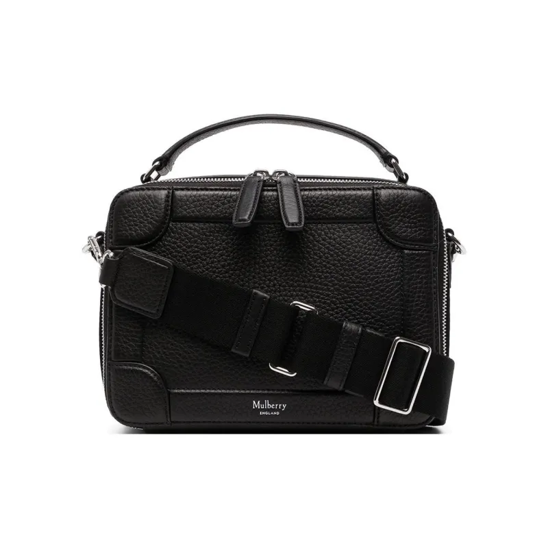 Mulberry Cow Leather Messenger Bag Handbag Shoulder Bag Crossbody Bag Regular Men's Black-1