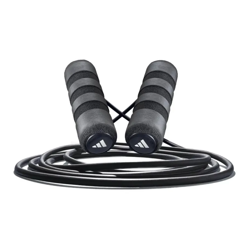 Adidas Aerobic Fat Reduction Non Countable Jump Ropes Fitness Crowd TPR Rubber Rope PP+Foam Controller 3m Black-0
