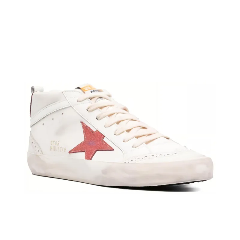 Golden Goose Mid Star Anti Slip Wear Resistant Low Top Skateboard Shoes Women's White Pink Vintage Version-2