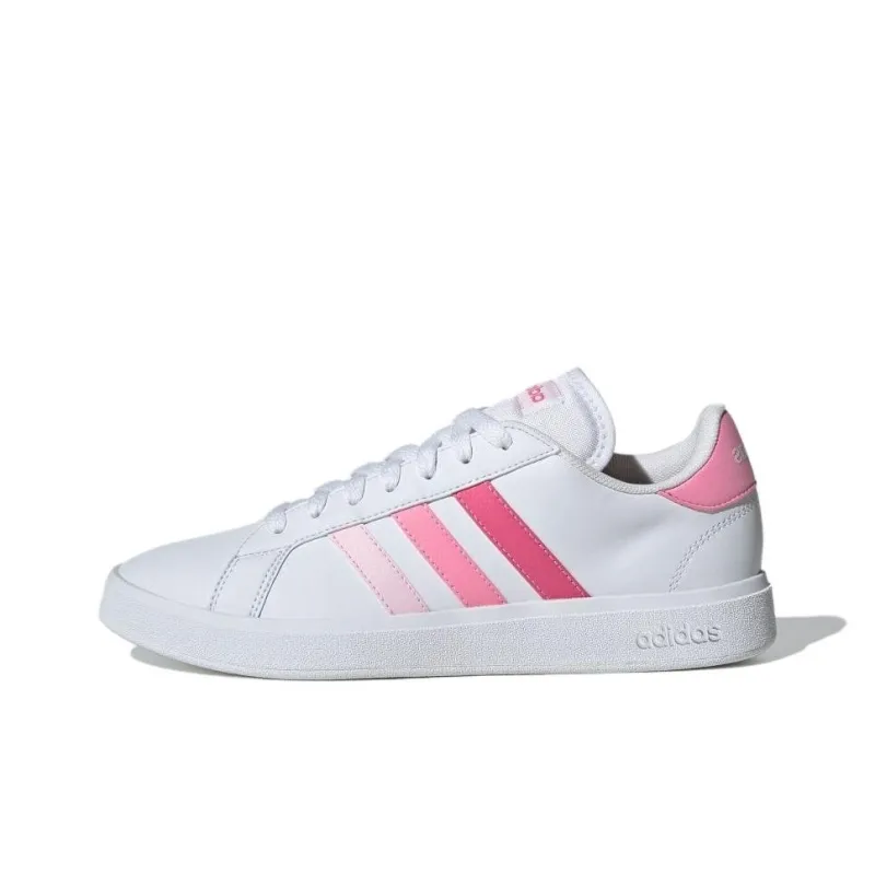 Adidas Grand Court Base 2.0 Anti Slip Wear Resistant Low Top Skateboard Shoes Women's White Pink-0
