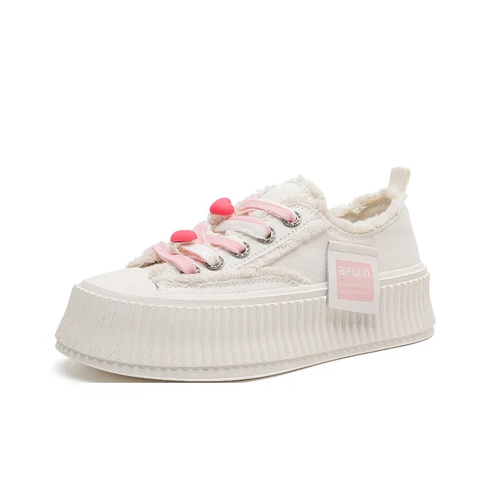AIFUlIn Evelyn Low Top Skateboard Shoes Women's White Pink-1