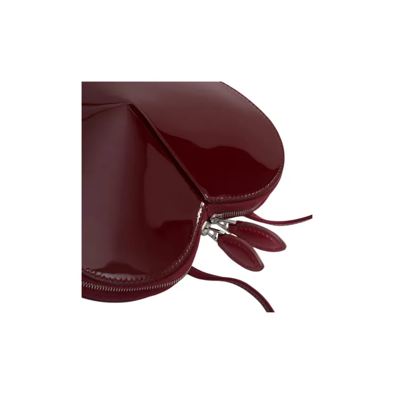 Alaia Patent Leather Heart Shaped Bag, Shoulder Bag, Crossbody Bag Women's Garnet Red-3