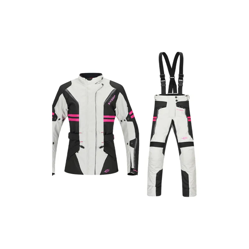 SWEEP Racing Suits / Motorcycle Suits Unisex Janet White Black Pink Top+White Black Pink Pants TJJAN 01-2
