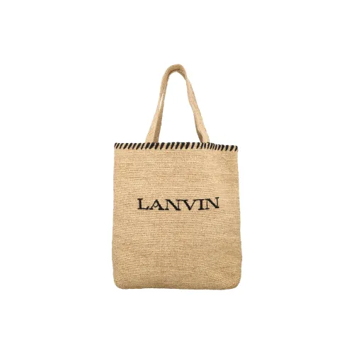 Lanvin Wicker Tote Bag Shopping Bag Shoulder Bag Handbag Women's Beige