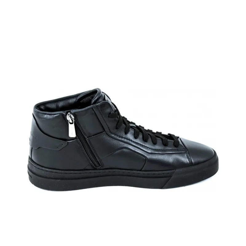 Santoni Nero Notte High-Top Skateboard Shoes Men's Black-1