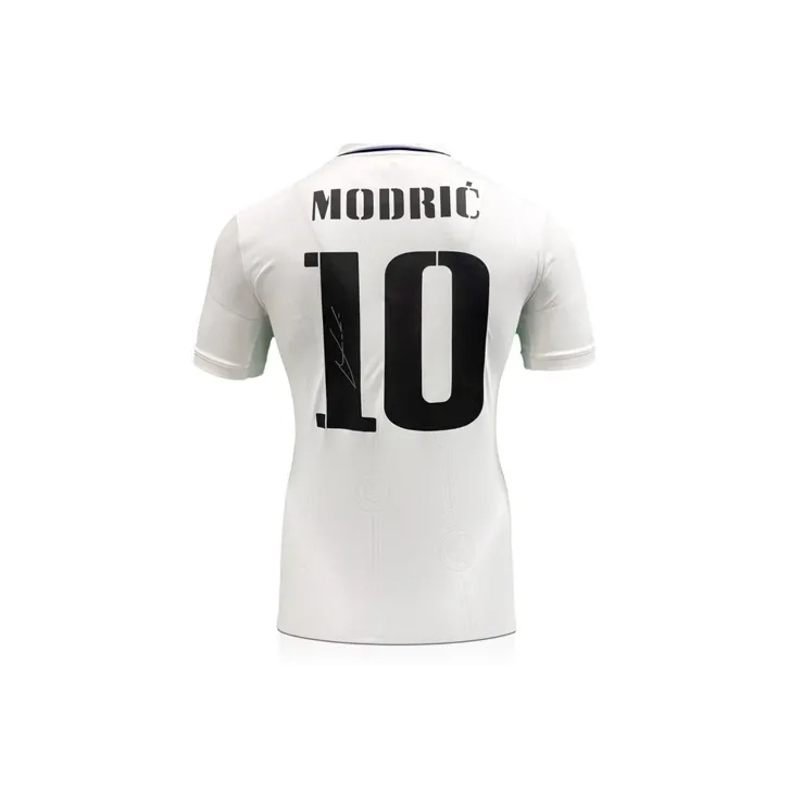 Three For Luka Modrić Autographed Signature Real Madrid 2022 23 Season Jersey EM Certificate Deluxe Framed-2