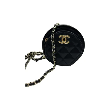 CHANEL Calfskin Small Round Bag Shoulder Bag Crossbody Bag Mini Women's Black