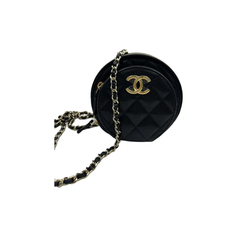 CHANEL Calfskin Round Bag, Shoulder Bag, Crossbody Bag Mini Women's Black-0