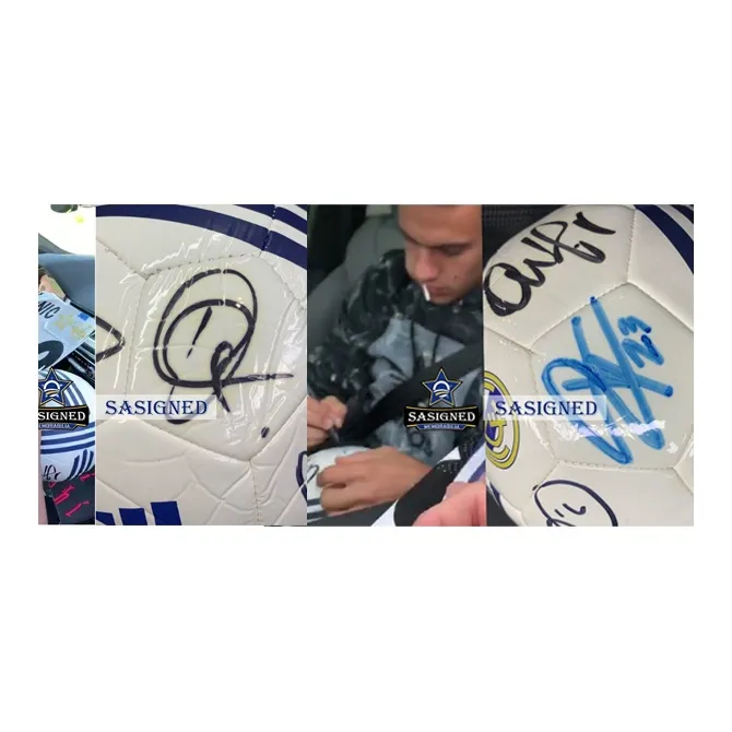 Three For Real Madrid Luka Modrić Ramos Full Team Autographed Soccer Framed With Certificate Of Authenticity-5
