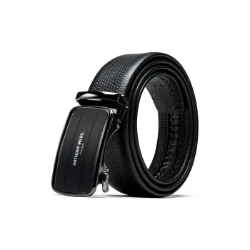Anthony Miles Top Grain Cow Leather Leather Belts Men's Black 3.5cm