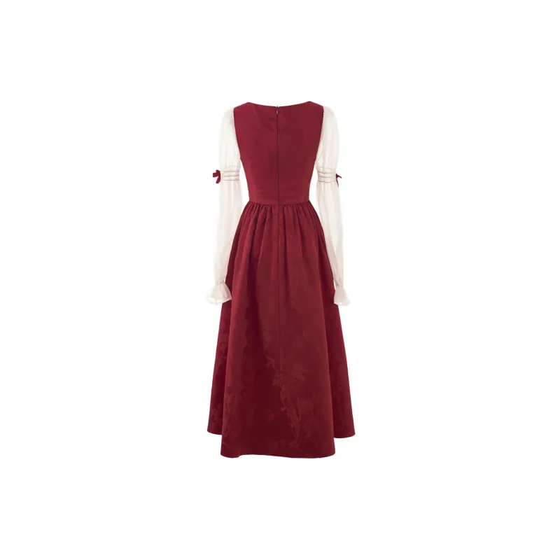 Blovelan Long Sleeved Dresses Women's Burgundy-1