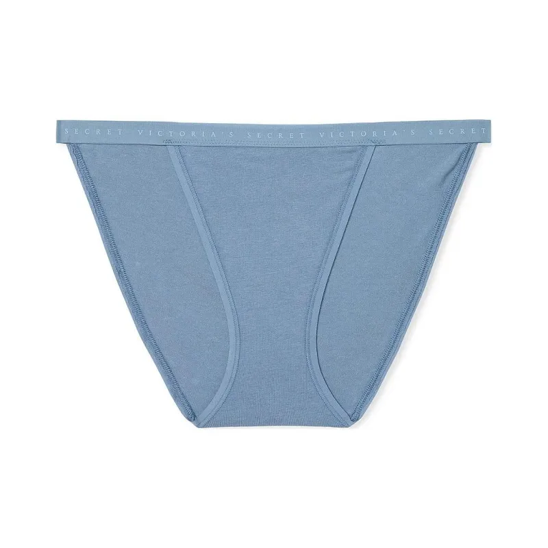 Victoria's Secret Stretch Cotton String Bikini Panty / Faded Denim Underpants Women's 1 Pack Blue-0