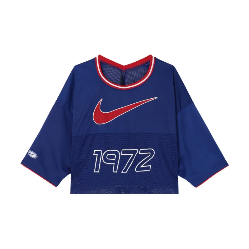 Nike Sportswear Women's V-Neck Pullover Sporty T-Shirt Blue-1