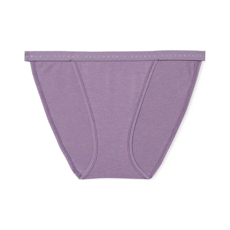 Victoria's Secret Stretch Cotton String Bikini Panty / Frozen Plum Underpants Women's 1 Pack Purple-0