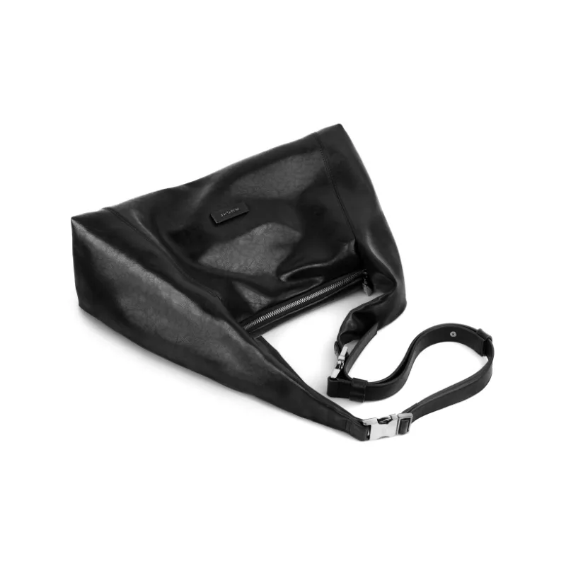 INJOYLIFE Cow Leather Tote Bag Shoulder Bag Medium Size Unisex Black-2