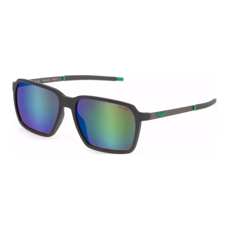 Police Plastic Polycarbonate Metal Square Sunglasses Men's Black-0