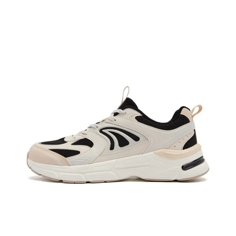 QIAODAN Anti Slip Wear Resistant Low Top Casual Running Shoes Women's Beige Black-0