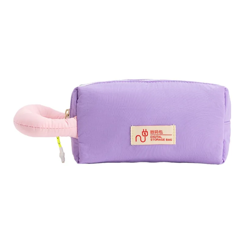 Bromen Nylon Cable Storage Bag Unisex Purple/Green Grape & White Contrast-0