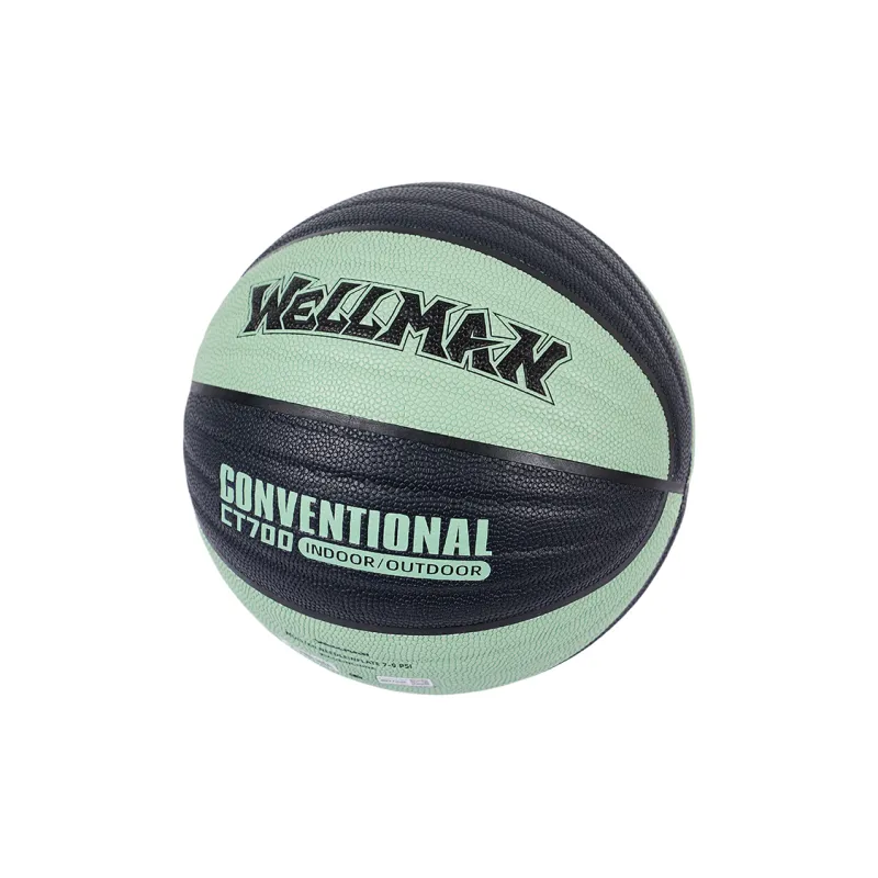 WELLman PU Basketball Black Green Size 7 Training Unisex-3