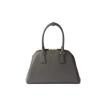 PRADA Saffiano Leather Handbag Medium Size Women's Gray