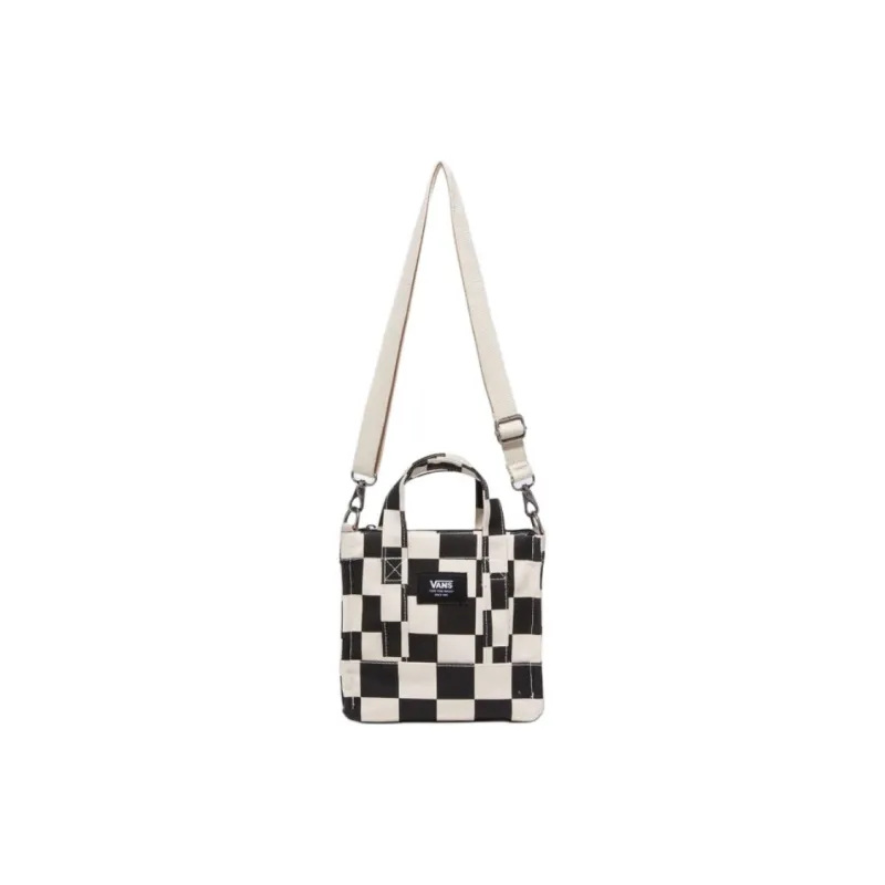 Vans Cotton Tote Bag Shopping Bag Shoulder Bag Crossbody Bag Handbag Mini Unisex White & Black-0