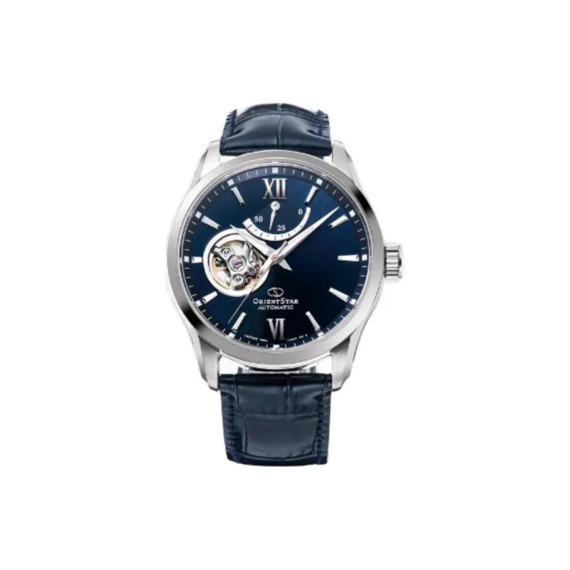 ORIENT STAR Automatic Mechanical Movement Cowhide Strap Watch 39.3mm Men's Watches Cut-Out Dial-0