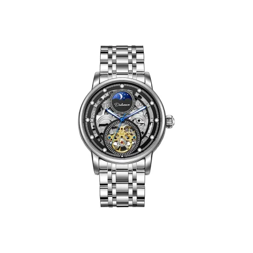 Dulunwe Automatic Mechanical Movement Steel Strap Watch Men's Watches Black Dial