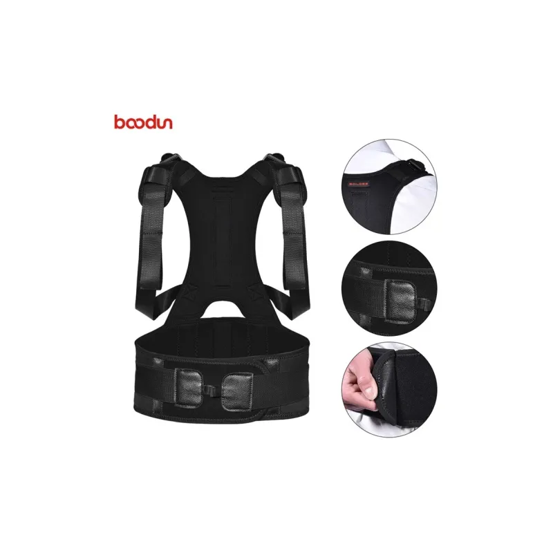 BOODUN Back Support Braces Running Sports Breathable Protective One Size Black Webbing Unisex-3