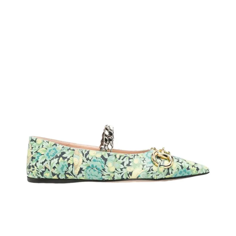 GUCCI Floral Horsebit Ballerina Shoes-1
