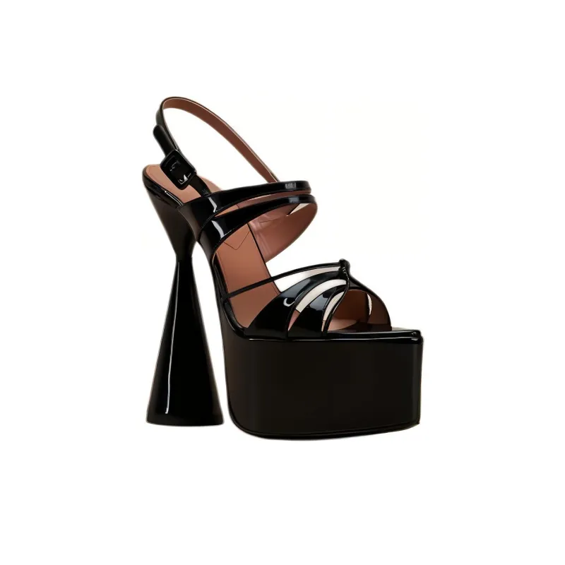 D'ACCORI Strap Sandals 15cm Women's Black-2