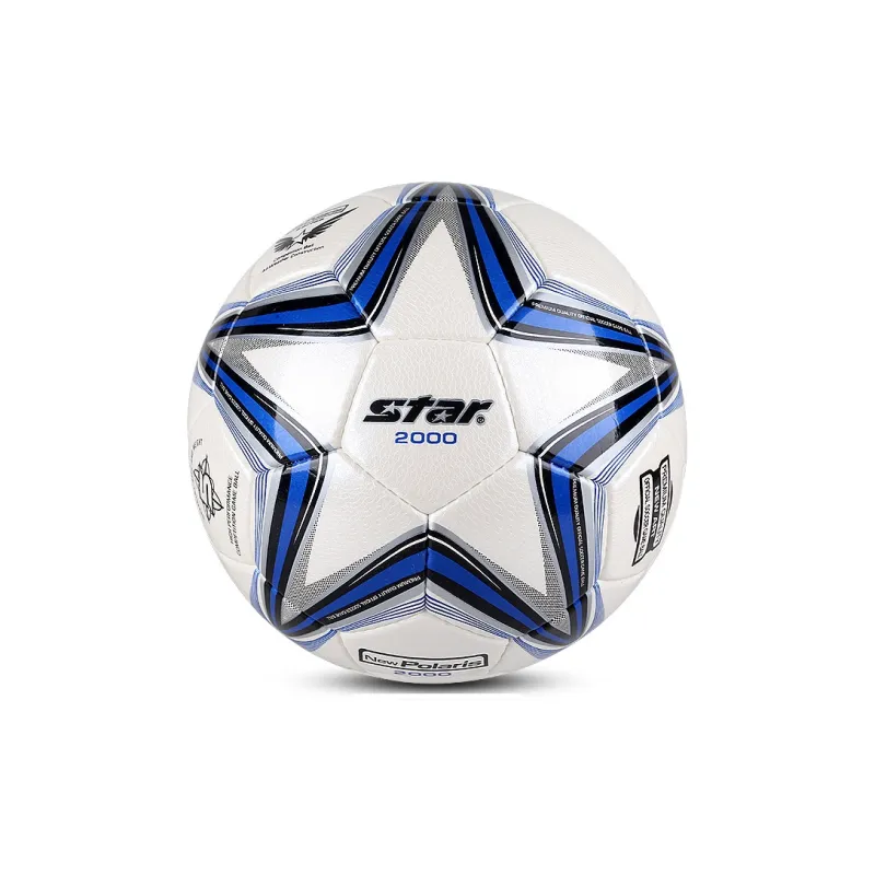 Star Size 5 Ball Soccer PU Hand Stitched Soccer Ball Unisex Blue White-3