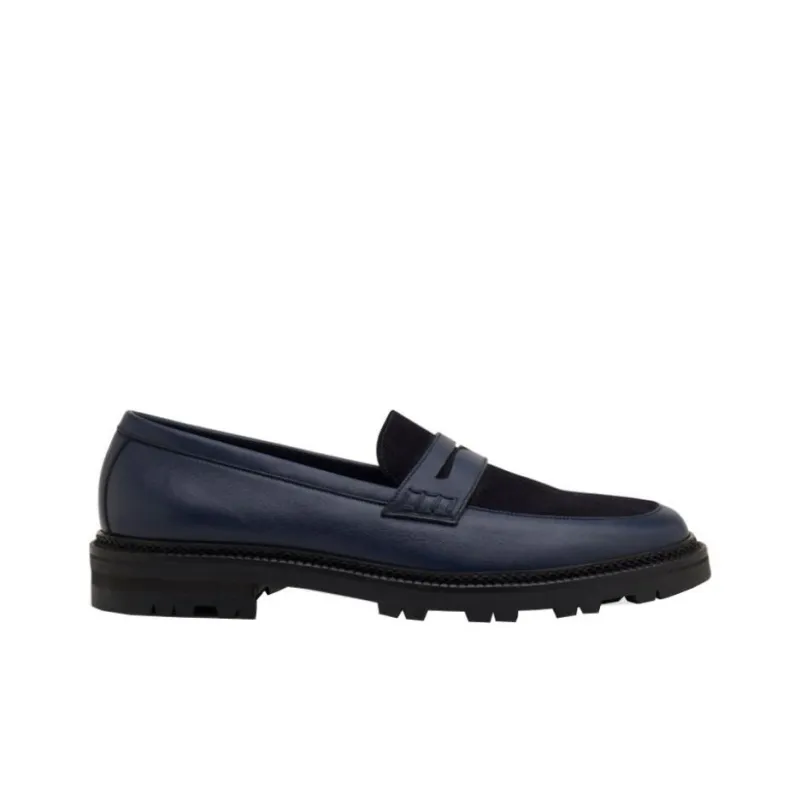 MANOLO BLAHNIK Hudson Loafers 1cm Men's Blue Black-1