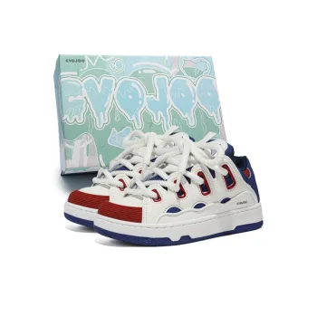 CVOJOO Gift Box Set Non-slip Lightweight Low-Top Skateboard Shoes Unisex White Blue Red