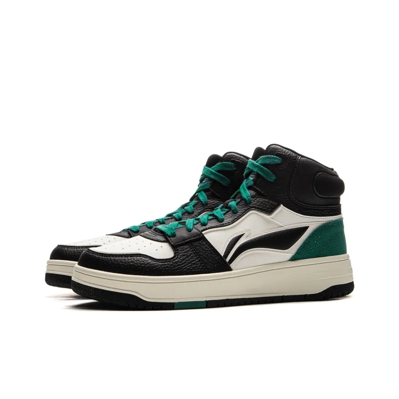 LiNing Tianji SOFT HI Anti-Slip Wear-Resistant Mid-Top Skateboard Shoes Men's White Black Green-2