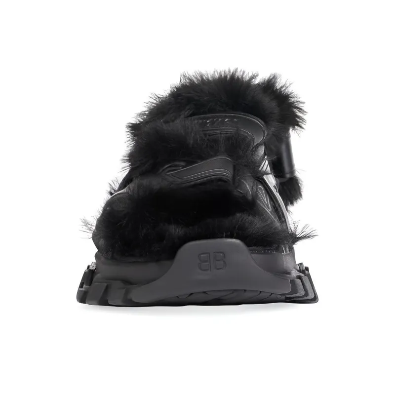 Balenciaga Track Sandal Fake Fur Black Women's-2