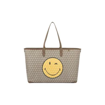 Anya Hindmarch Recycled Canvas Blend Tote Bag Shopping Bag Shoulder Bag Crossbody Bag Handbag Women's Khaki & Yellow