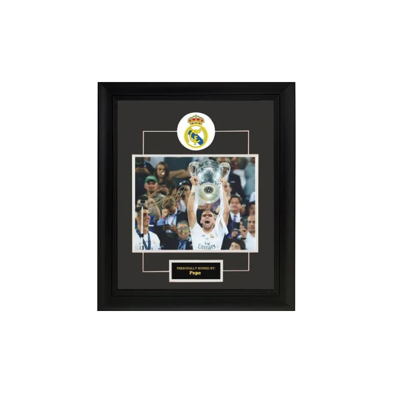 Three For Pepe Real Madrid Hand Signed Photo SA Certificate Framed-2